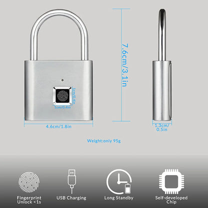 Keyless USB Charging Fingerprint Lock Smart Padlock